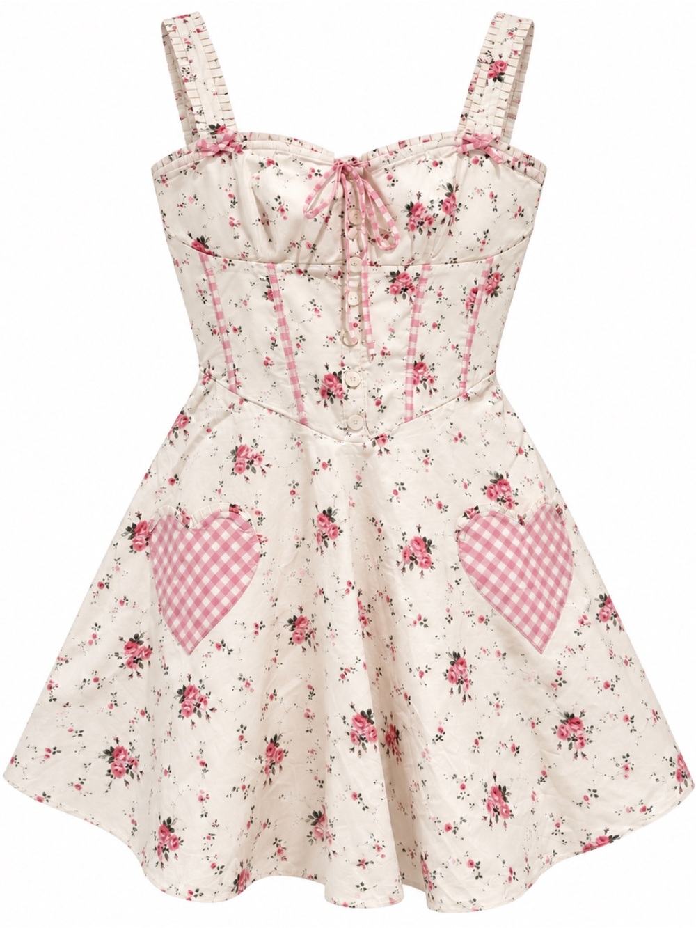 House of CB Marianella Rose Floral Heart Pocket Mini Dress L